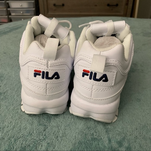 Kids Fila White Sneakers - Picture 2 of 8